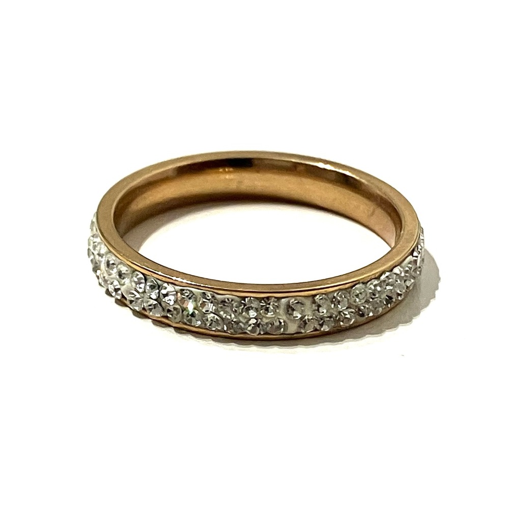 Fifth Avenue Swarovski Crystal Gold Tone Eternity Ring